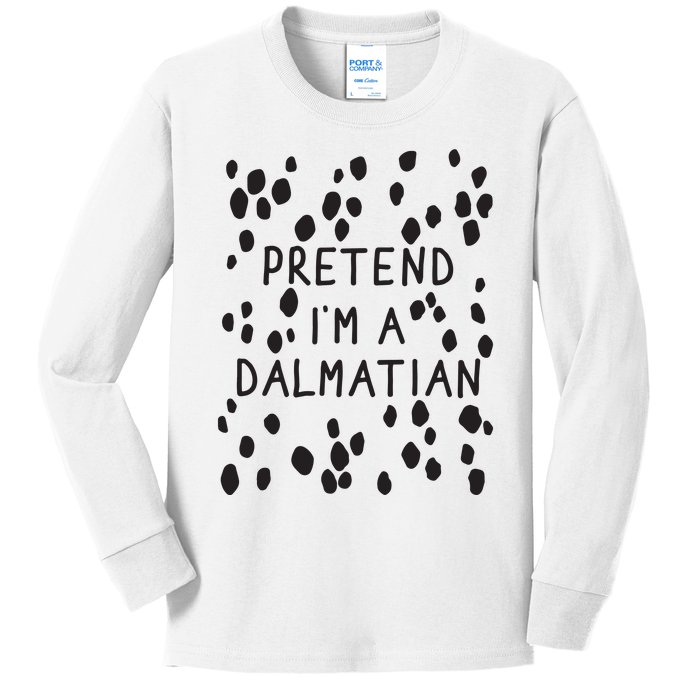 Pretend I'm A Dalmatian Shirt Funny Lazy Halloween Costume Kids Long Sleeve Shirt