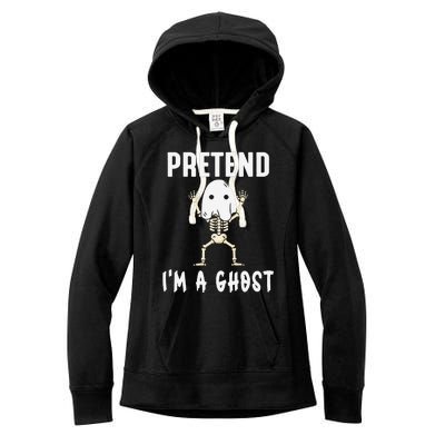 Pretend I'm a Ghost Funny Lazy Halloween Costume Party Women's Fleece Hoodie