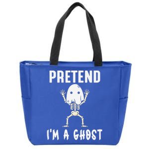 Pretend I'm a Ghost Funny Lazy Halloween Costume Party Zip Tote Bag