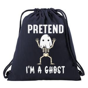 Pretend I'm a Ghost Funny Lazy Halloween Costume Party Drawstring Bag