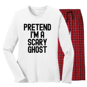 Pretend Im A Scary Ghost Halloween Costume Women's Long Sleeve Flannel Pajama Set 