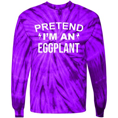 Pretend I'm An Eggplant Lazy Halloween Costume Tie-Dye Long Sleeve Shirt