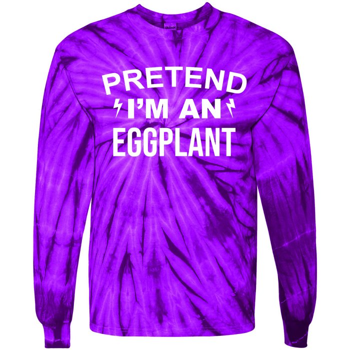 Pretend I'm An Eggplant Lazy Halloween Costume Tie-Dye Long Sleeve Shirt