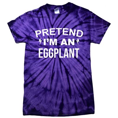 Pretend I'm An Eggplant Lazy Halloween Costume Tie-Dye T-Shirt