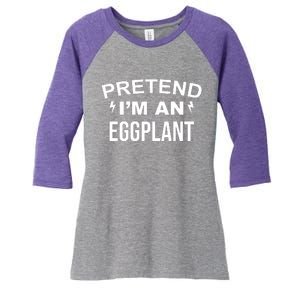 Pretend I'm An Eggplant Lazy Halloween Costume Women's Tri-Blend 3/4-Sleeve Raglan Shirt