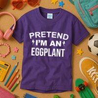 Pretend I'm An Eggplant Lazy Halloween Costume Kids T-Shirt