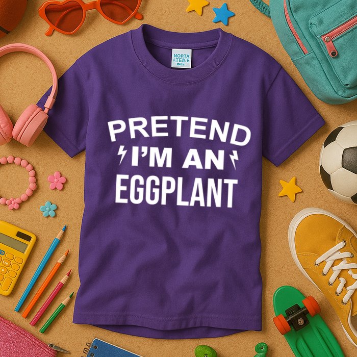 Pretend I'm An Eggplant Lazy Halloween Costume Kids T-Shirt
