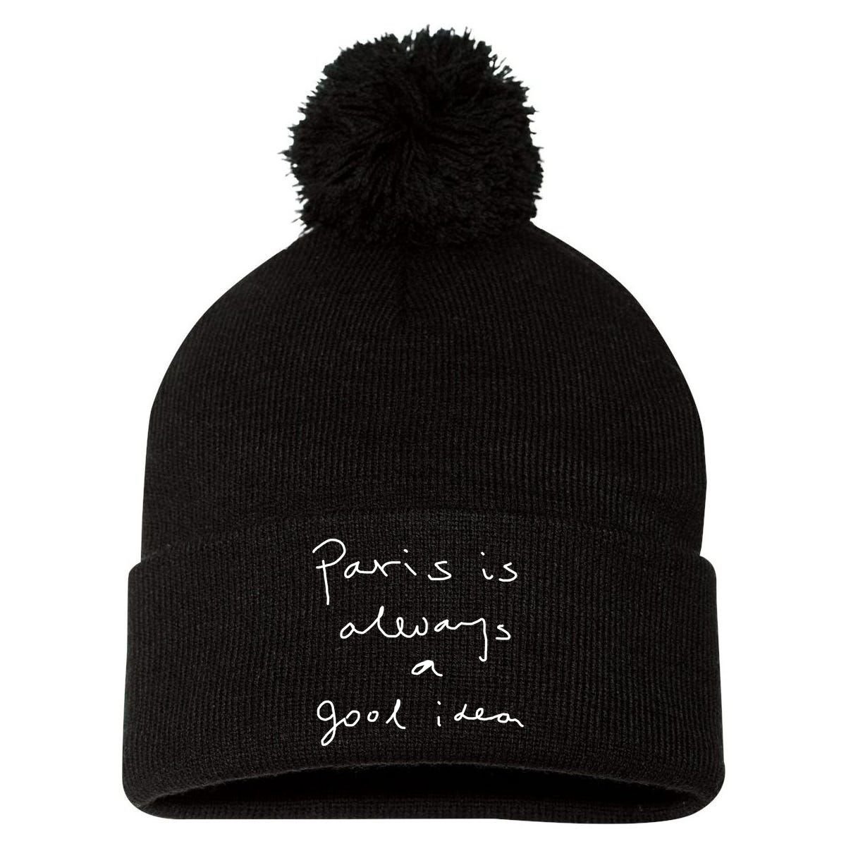 Paris Is Always A Good Idea Pom Pom 12in Knit Beanie