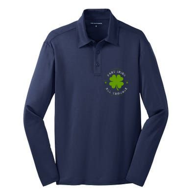 Part Irish All Trouble Funny Clovers Stamp St Patrick's Day Silk Touch Performance Long Sleeve Polo