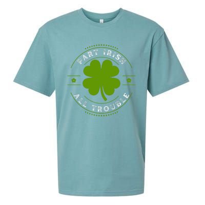 Part Irish All Trouble Funny Clovers Stamp St Patrick's Day Sueded Cloud Jersey T-Shirt