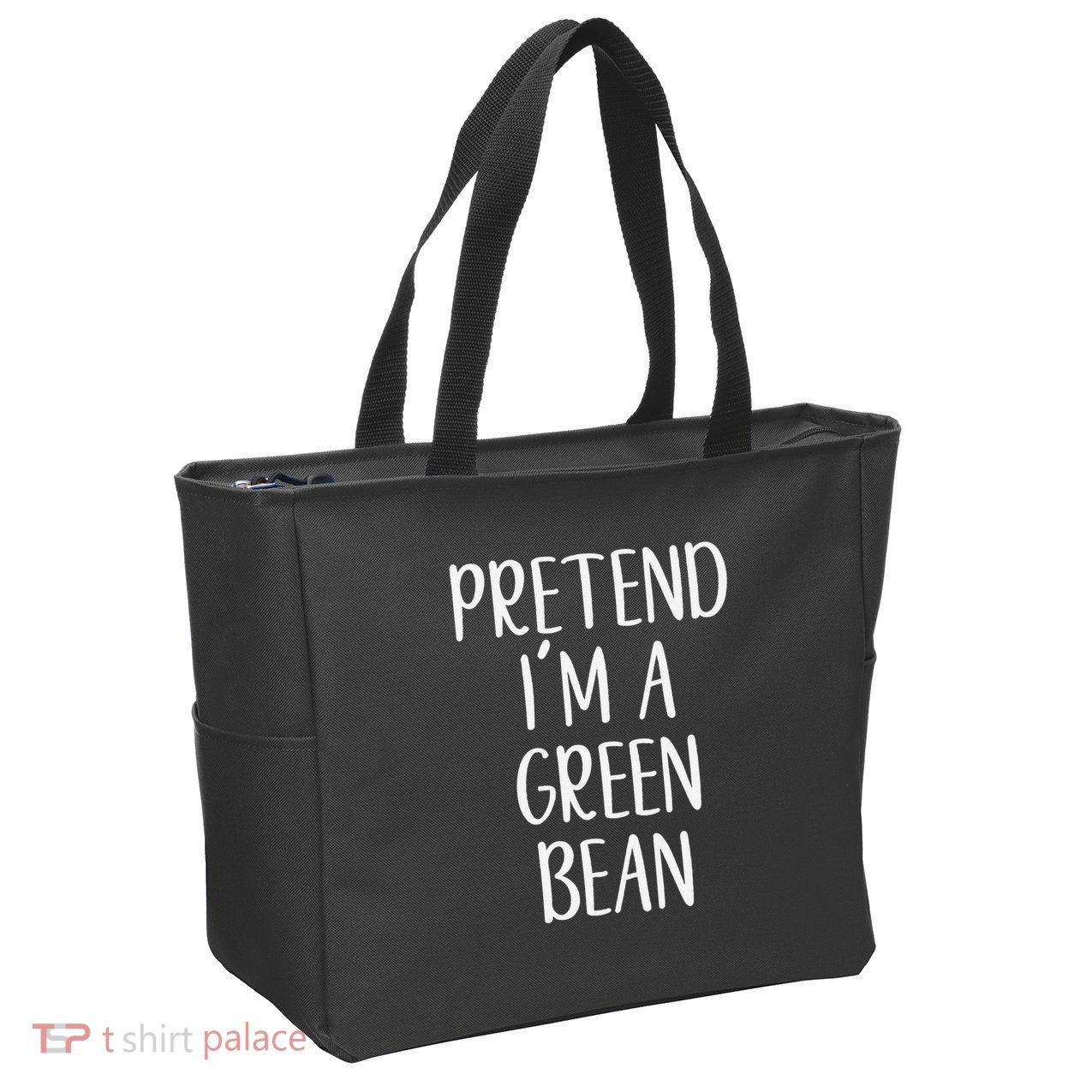 Pretend IM A Green Bean Costume Halloween Quick Lazy Funny Zip Tote Bag