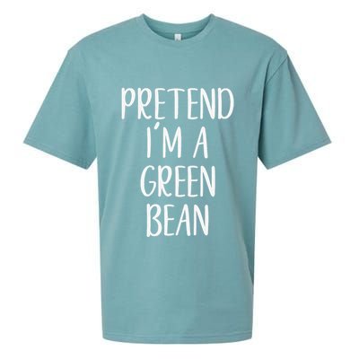 Pretend IM A Green Bean Costume Halloween Quick Lazy Funny Sueded Cloud Jersey T-Shirt