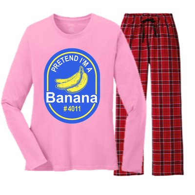 Pretend I'm A Banana Lazy Halloween Last Minute Costume Women's Long Sleeve Flannel Pajama Set 