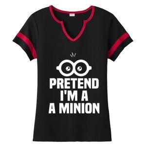 Pretend IM A Minion Costume Party Funny Halloween Minion Ladies Halftime Notch Neck Tee