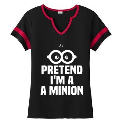 Pretend IM A Minion Costume Party Funny Halloween Minion Ladies Halftime Notch Neck Tee