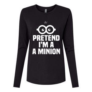 Pretend IM A Minion Costume Party Funny Halloween Minion Womens Cotton Relaxed Long Sleeve T-Shirt