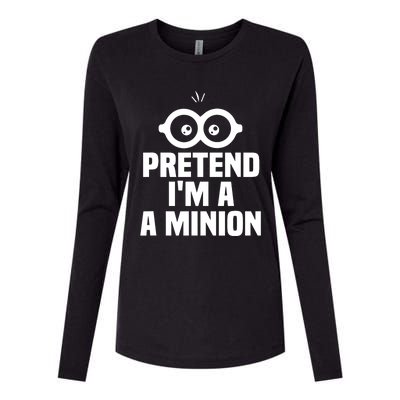 Pretend IM A Minion Costume Party Funny Halloween Minion Womens Cotton Relaxed Long Sleeve T-Shirt