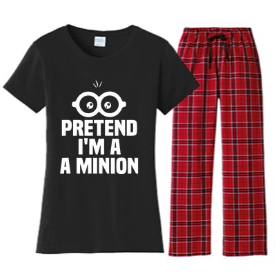 Pretend IM A Minion Costume Party Funny Halloween Minion Women's Flannel Pajama Set