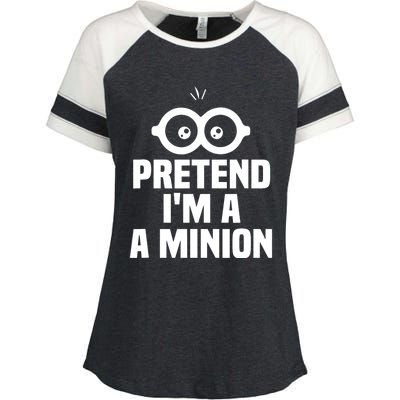 Pretend IM A Minion Costume Party Funny Halloween Minion Enza Ladies Jersey Colorblock Tee