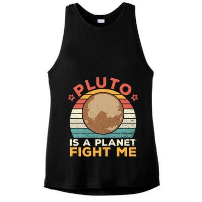 Pluto Is A Planet Fight Me Pluto Lover Vintage Science Nerd Ladies PosiCharge Tri-Blend Wicking Tank