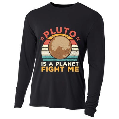 Pluto Is A Planet Fight Me Pluto Lover Vintage Science Nerd Cooling Performance Long Sleeve Crew