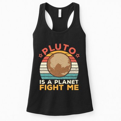 Pluto Is A Planet Fight Me Pluto Lover Vintage Science Nerd Womens Tank Top