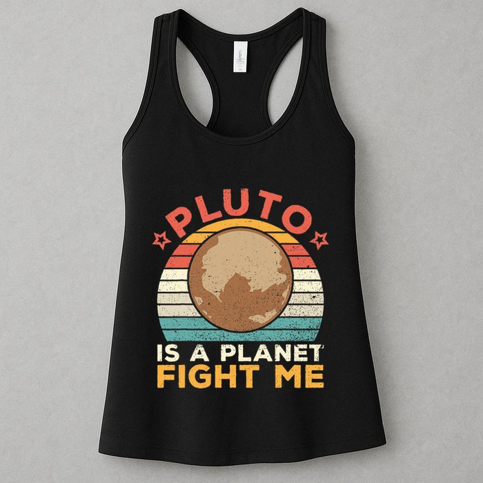 Pluto Is A Planet Fight Me Pluto Lover Vintage Science Nerd Womens Tank Top