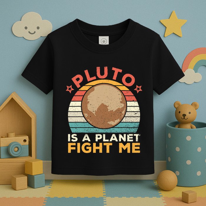 Pluto Is A Planet Fight Me Pluto Lover Vintage Science Nerd Toddler T-Shirt