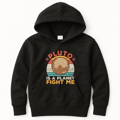 Pluto Is A Planet Fight Me Pluto Lover Vintage Science Nerd Kids Hoodie