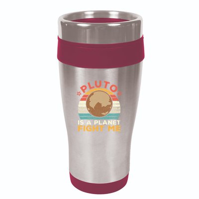Pluto Is A Planet Fight Me Pluto Lover Vintage Science Nerd 16oz Travel Tumbler
