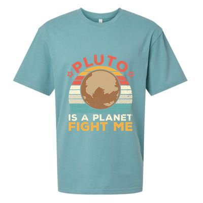 Pluto Is A Planet Fight Me Pluto Lover Vintage Science Nerd Sueded Cloud Jersey T-Shirt