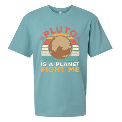 Pluto Is A Planet Fight Me Pluto Lover Vintage Science Nerd Sueded Cloud Jersey T-Shirt