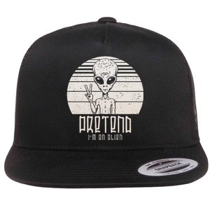 Pretend Im A Alien Funny Halloween Human Flat Bill Trucker Hat