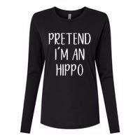 Pretend Im A Hippo Costume Halloween Hippopotamus Lazy Quick Womens Cotton Relaxed Long Sleeve T-Shirt