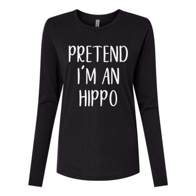 Pretend Im A Hippo Costume Halloween Hippopotamus Lazy Quick Womens Cotton Relaxed Long Sleeve T-Shirt