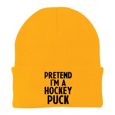 Pretend I'm A Hockey Puck Ice Hockey Easy Halloween Costume Gift Knit Cap Winter Beanie