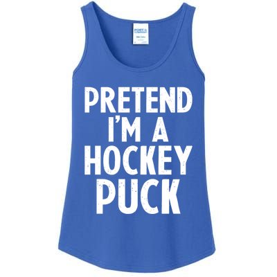 Pretend I'm A Hockey Puck Ice Hockey Easy Halloween Costume Gift Ladies Essential Tank