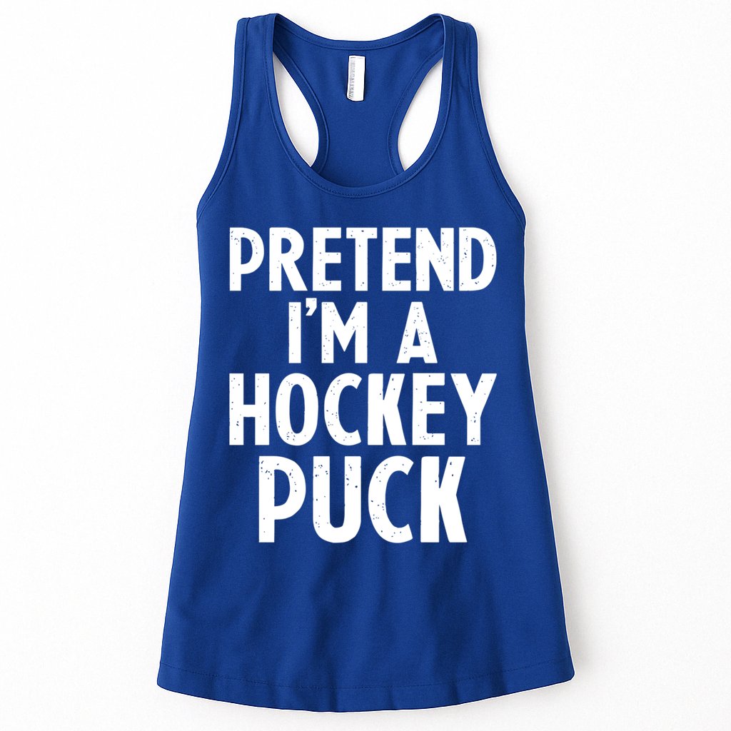Pretend I'm A Hockey Puck Ice Hockey Easy Halloween Costume Gift Womens Tank Top