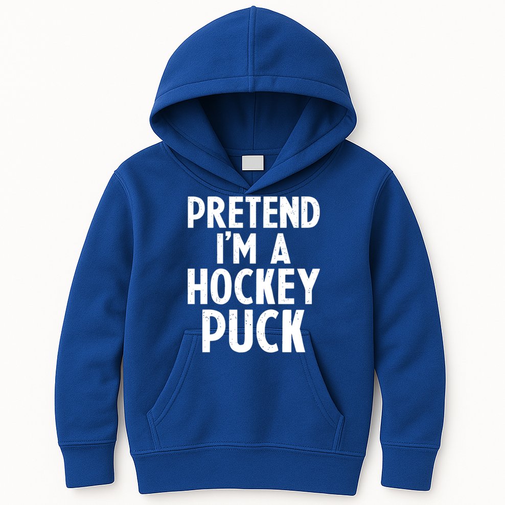 Pretend I'm A Hockey Puck Ice Hockey Easy Halloween Costume Gift Kids Hoodie