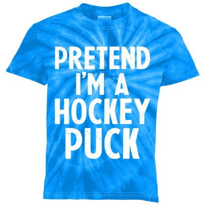 Pretend I'm A Hockey Puck Ice Hockey Easy Halloween Costume Gift Kids Tie-Dye T-Shirt