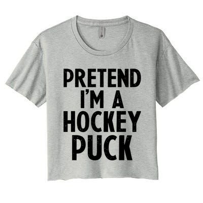 Pretend I'm A Hockey Puck Ice Hockey Easy Halloween Costume Gift Women's Crop Top Tee