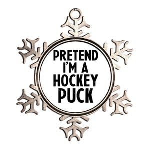 Pretend I'm A Hockey Puck Ice Hockey Easy Halloween Costume Gift Metallic Star Ornament