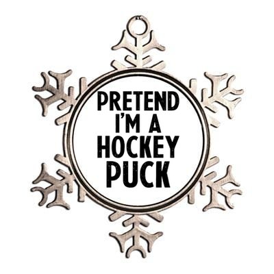 Pretend I'm A Hockey Puck Ice Hockey Easy Halloween Costume Gift Metallic Star Ornament