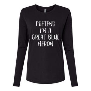 Pretend Im A Blue Heron Costume Funny Halloween Party Womens Cotton Relaxed Long Sleeve T-Shirt