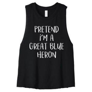 Pretend Im A Blue Heron Costume Funny Halloween Party Women's Racerback Cropped Tank