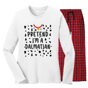 Pretend Im A Dalmatian Funny Lazy Halloween Costume Women's Long Sleeve Flannel Pajama Set 