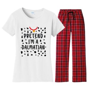 Pretend Im A Dalmatian Funny Lazy Halloween Costume Women's Flannel Pajama Set