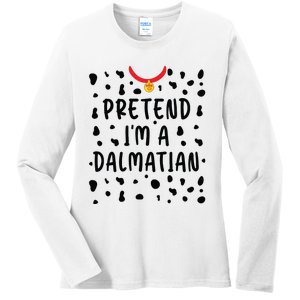 Pretend Im A Dalmatian Funny Lazy Halloween Costume Ladies Long Sleeve Shirt