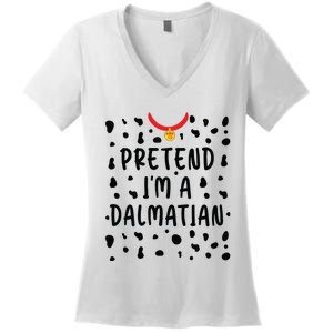 Pretend Im A Dalmatian Funny Lazy Halloween Costume Women's V-Neck T-Shirt