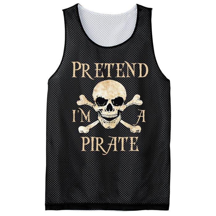 Pretend Im A Pirate Skull Crossbones Easy Funny Halloween Mesh Reversible Basketball Jersey Tank